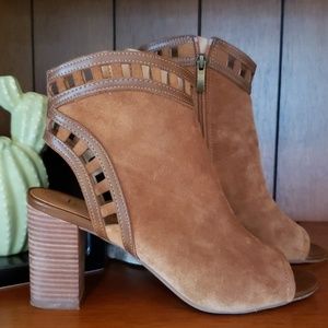 Franco Sarto Suede Cut- out Peep-toe Heel Bootie